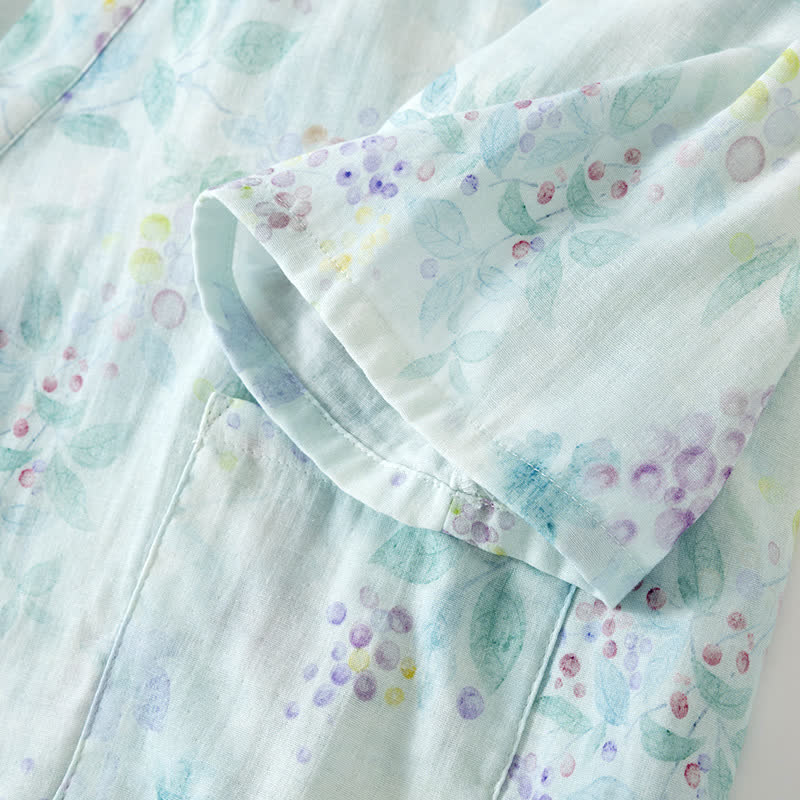 Ownkoti Lilac Print Cotton Gauze Japanese Pajamas