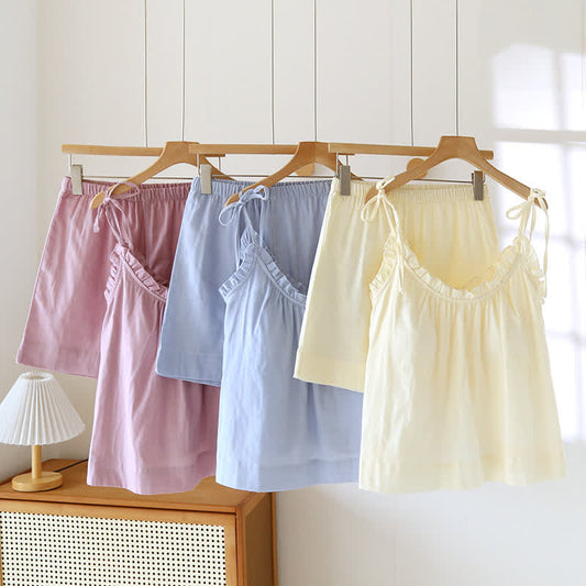 Ownkoti Ruffle Trim Cotton Padded Camisole Pajamas - image 0