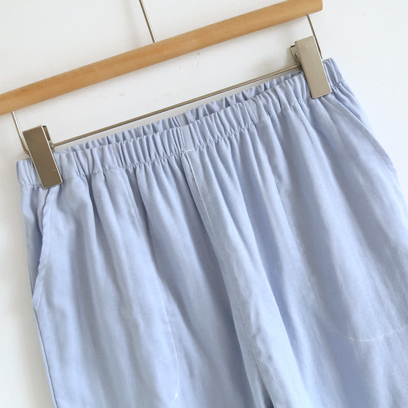 Ownkoti Solid Color Ruffle Cotton Camisole Pajamas