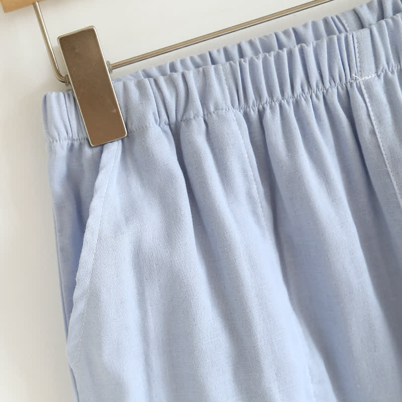 Ownkoti Solid Color Ruffle Cotton Camisole Pajamas