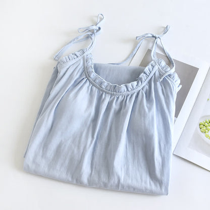 Ownkoti Ruffle Trim Cotton Camisole Nightdress