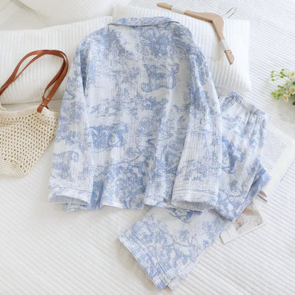 Ownkoti Tiger Tree Print Cotton Loungewear Set