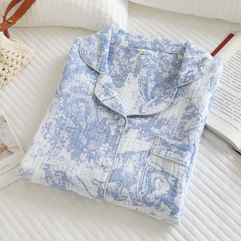 Ownkoti Tiger Tree Print Cotton Loungewear Set