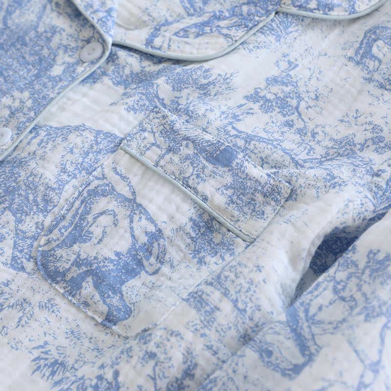 Ownkoti Tiger Tree Print Cotton Loungewear Set