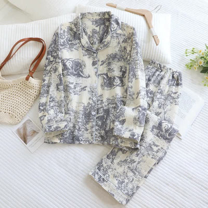 Ownkoti Tiger Tree Print Cotton Loungewear Set