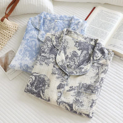 Ownkoti Tiger Tree Print Cotton Loungewear Set