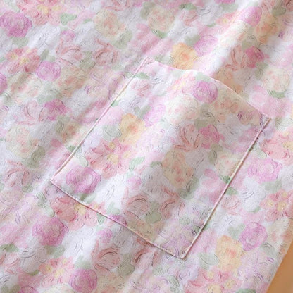 Ownkoti Pink Floral Cotton Gauze Japanese Pajamas