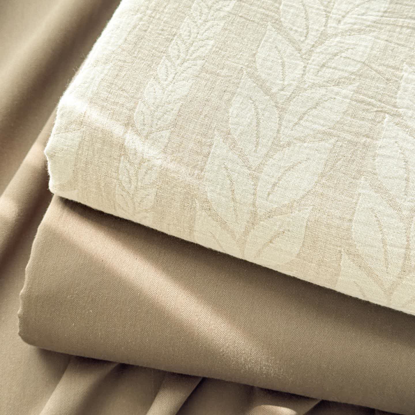 Ownkoti Beige Wheat Textured Cotton Linen Bedspread