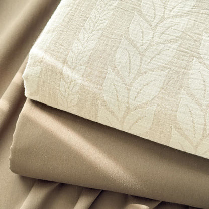 Ownkoti Beige Wheat Textured Cotton Linen Bedspread