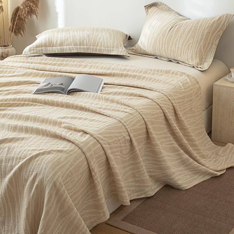 Ownkoti Twig Stripes Textured Cotton Linen Bedspread