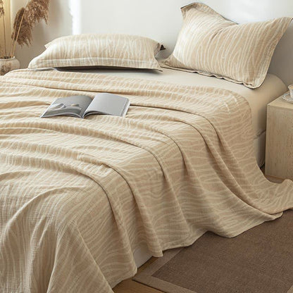 Ownkoti Twig Stripes Textured Cotton Linen Bedspread