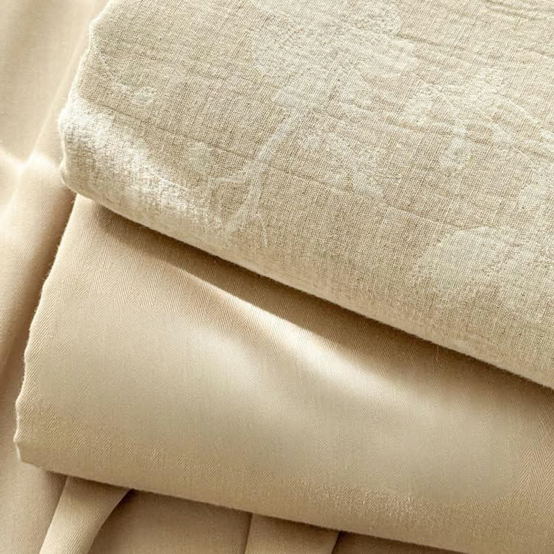 Ownkoti Beige Floral Textured Cotton Linen Bedspread