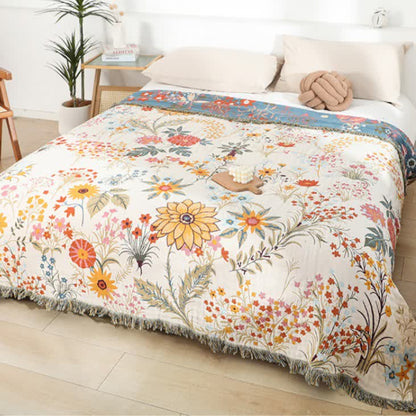 Ownkoti Blooming Sunflower Cotton Gauze Reversible Quilt