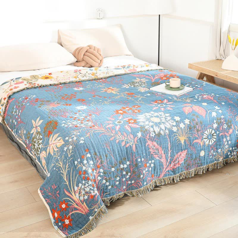 Ownkoti Blooming Sunflower Cotton Gauze Reversible Quilt
