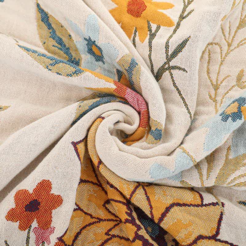 Ownkoti Blooming Sunflower Cotton Gauze Reversible Quilt