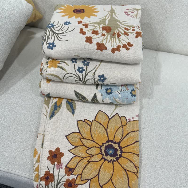Ownkoti Blooming Sunflower Cotton Gauze Reversible Quilt