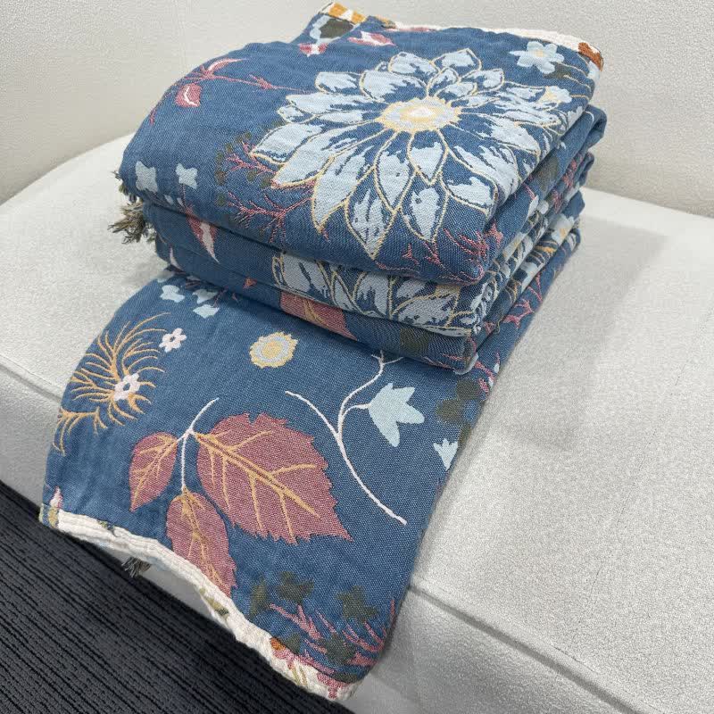 Ownkoti Blooming Sunflower Cotton Gauze Reversible Quilt