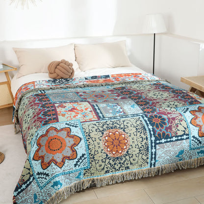 Ownkoti Boho Patchwork Mandala Cotton Reversible Quilt