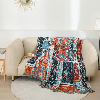 Ownkoti Boho Patchwork Mandala Cotton Reversible Quilt