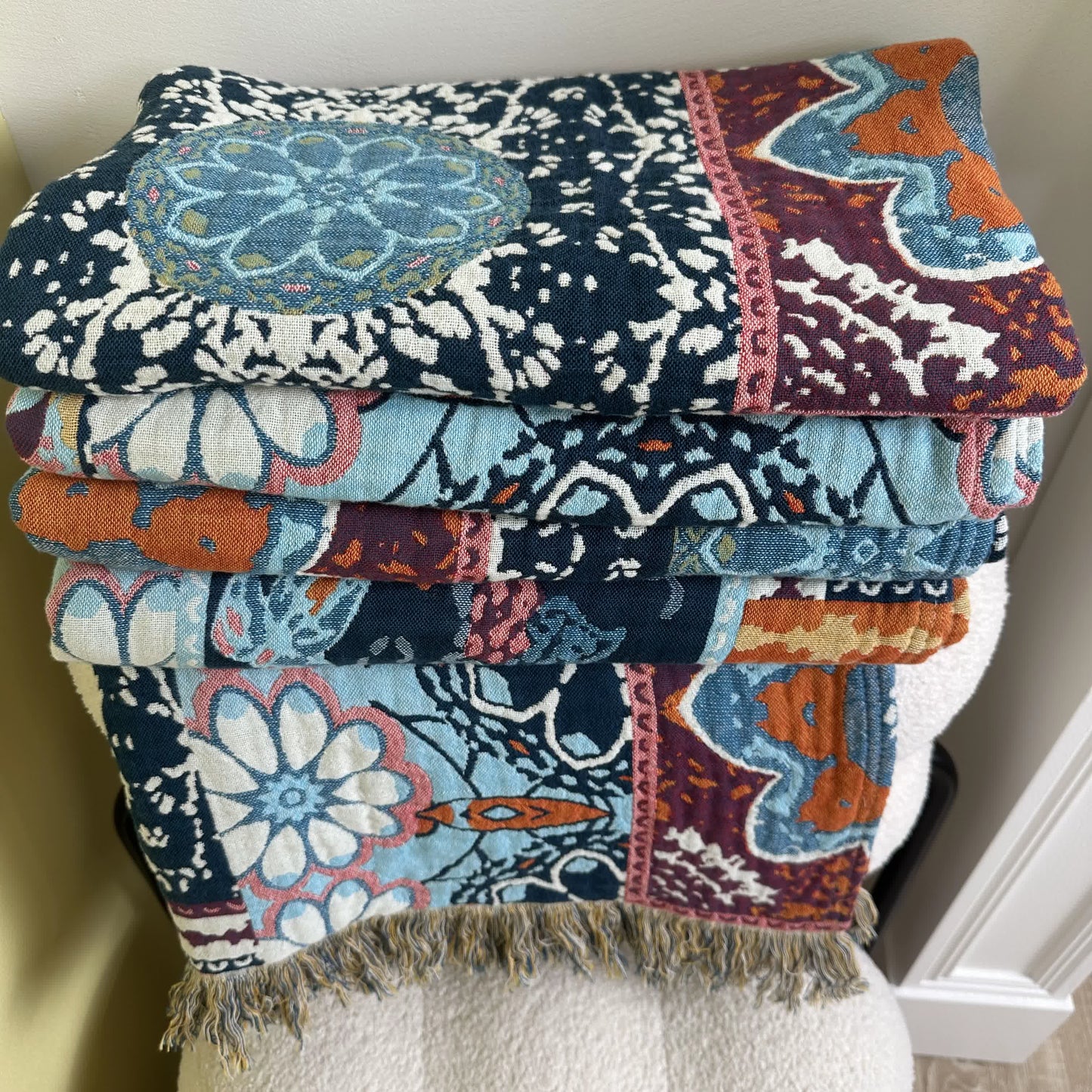 Ownkoti Boho Patchwork Mandala Cotton Reversible Quilt