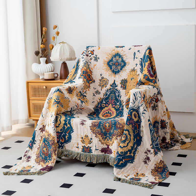 Ownkoti Boho Tribal Print Cotton Gauze Quilt