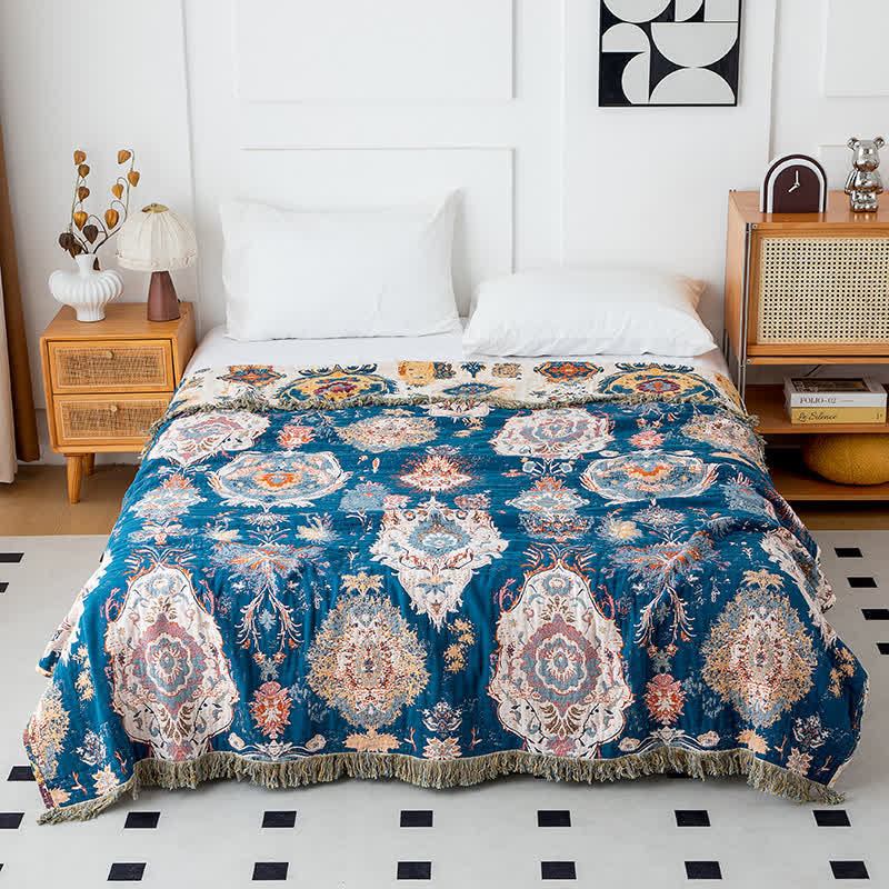 Ownkoti Boho Tribal Print Cotton Gauze Quilt