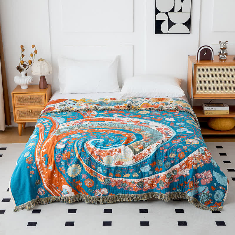 Ownkoti Artistic Wave Floral Cotton Gauze Quilt