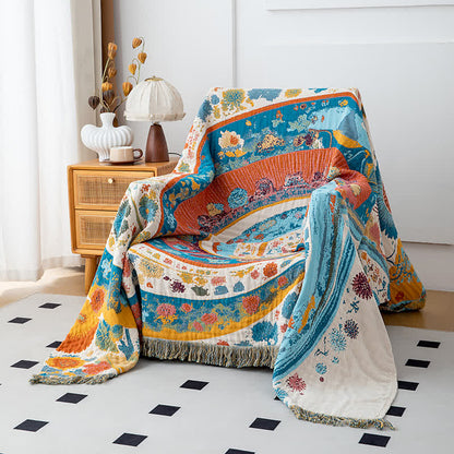 Ownkoti Artistic Wave Floral Cotton Gauze Quilt