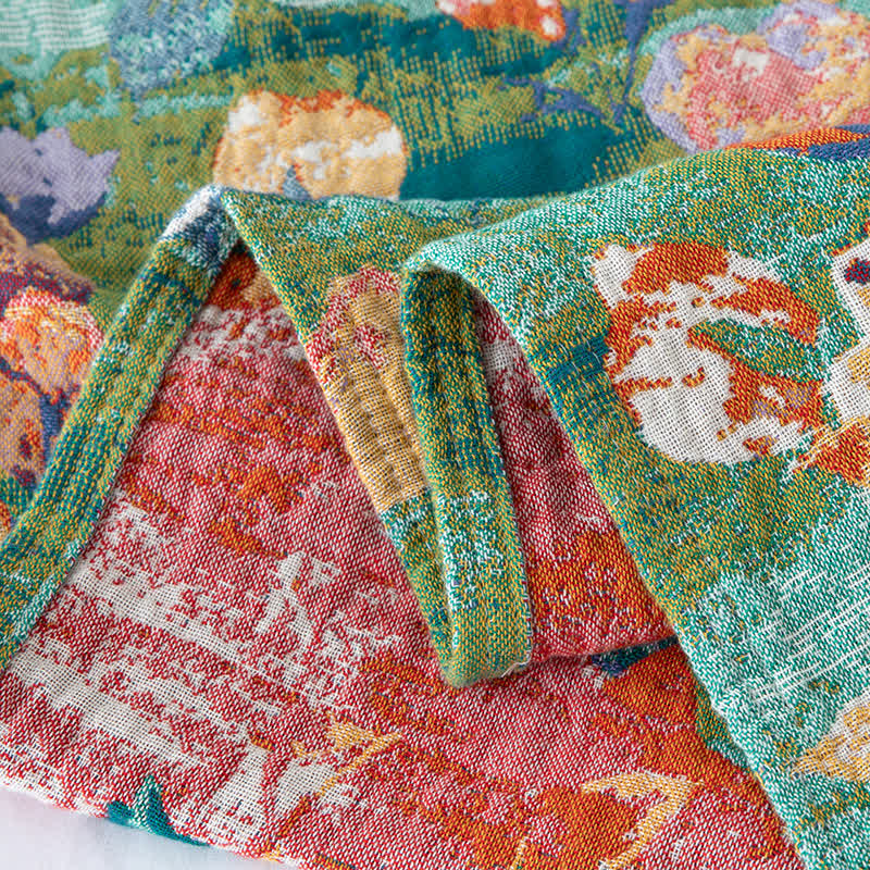 Ownkoti Artistic Rose Cotton Gauze Reversible Quilt