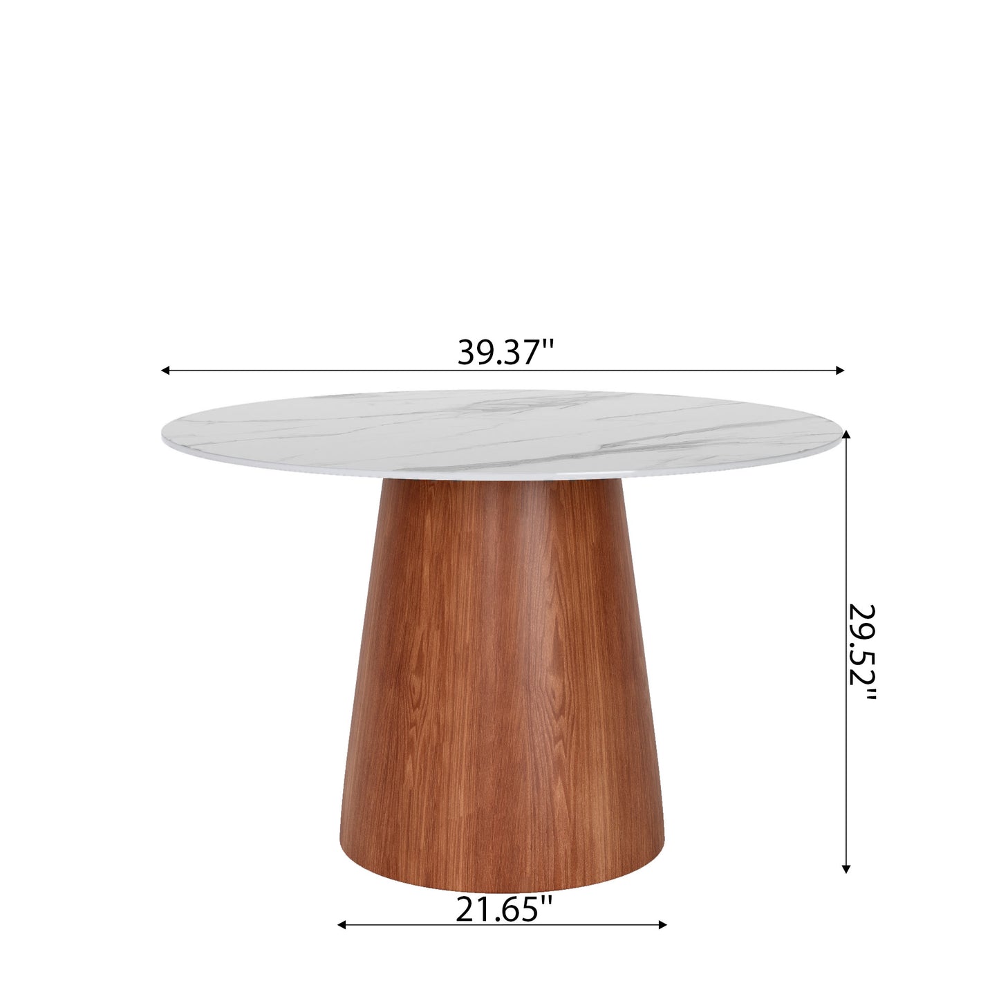 Ownkoti Round Black/Brown Sturdy Barrel Shape Dining Table Solid Wood Pedestal For 2-4 Person