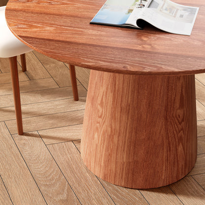 Ownkoti Round Black/Brown Sturdy Barrel Shape Dining Table Solid Wood Pedestal For 2-4 Person