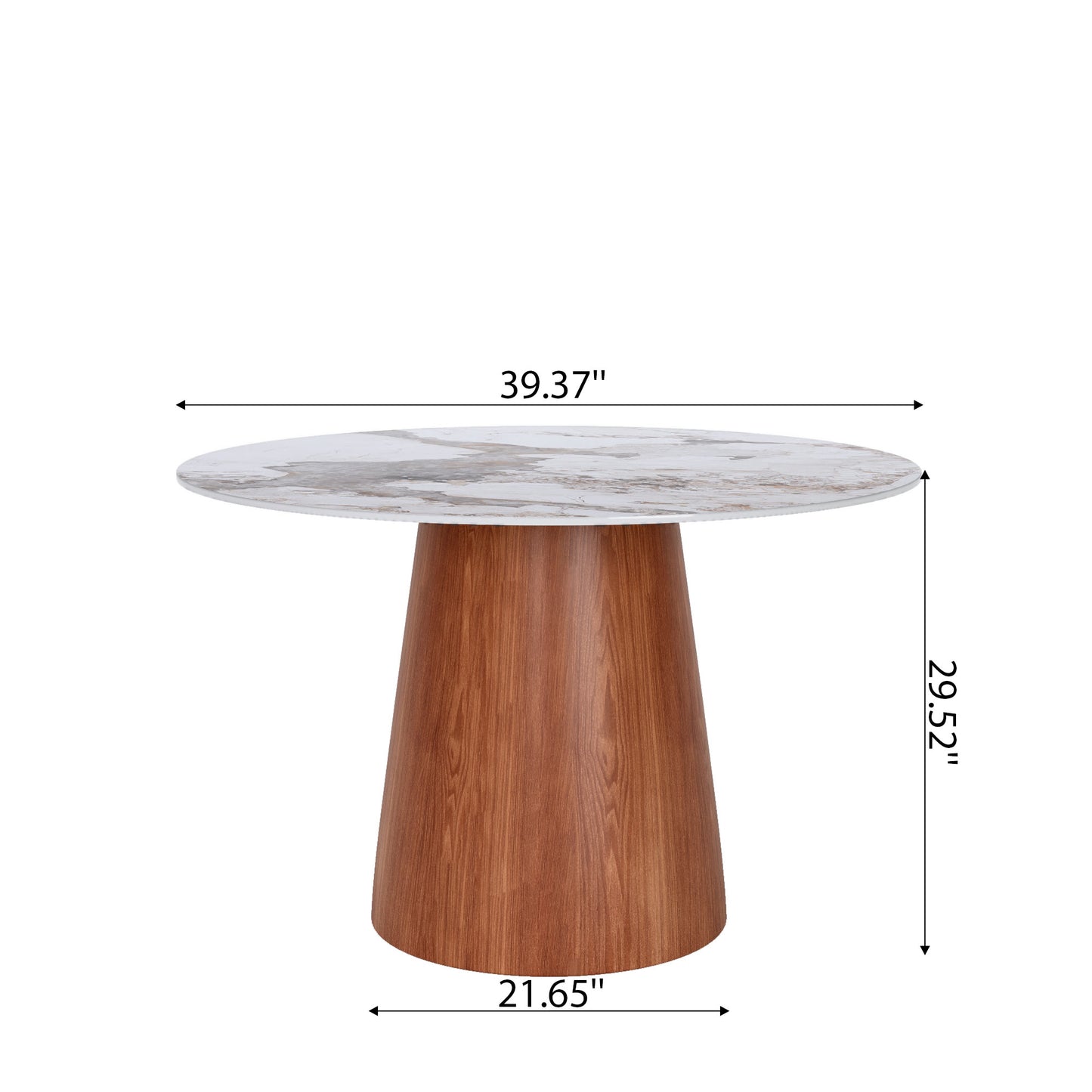 Ownkoti Round Black/Brown Sturdy Barrel Shape Dining Table Solid Wood Pedestal For 2-4 Person - image 18