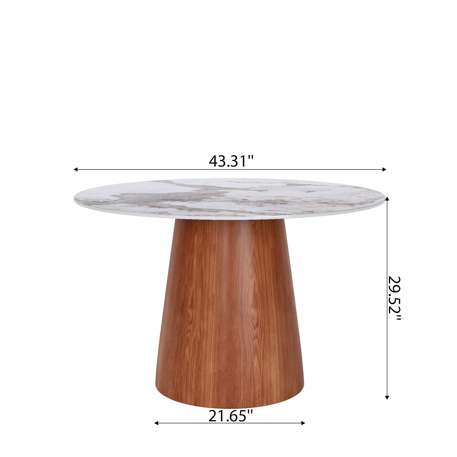 Ownkoti Round Black/Brown Sturdy Barrel Shape Dining Table Solid Wood Pedestal For 2-4 Person - image 19