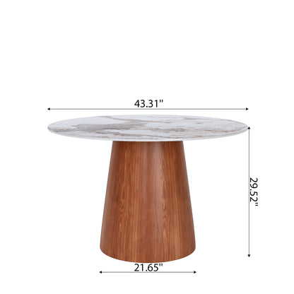 Ownkoti Round Black/Brown Sturdy Barrel Shape Dining Table Solid Wood Pedestal For 2-4 Person - image 19