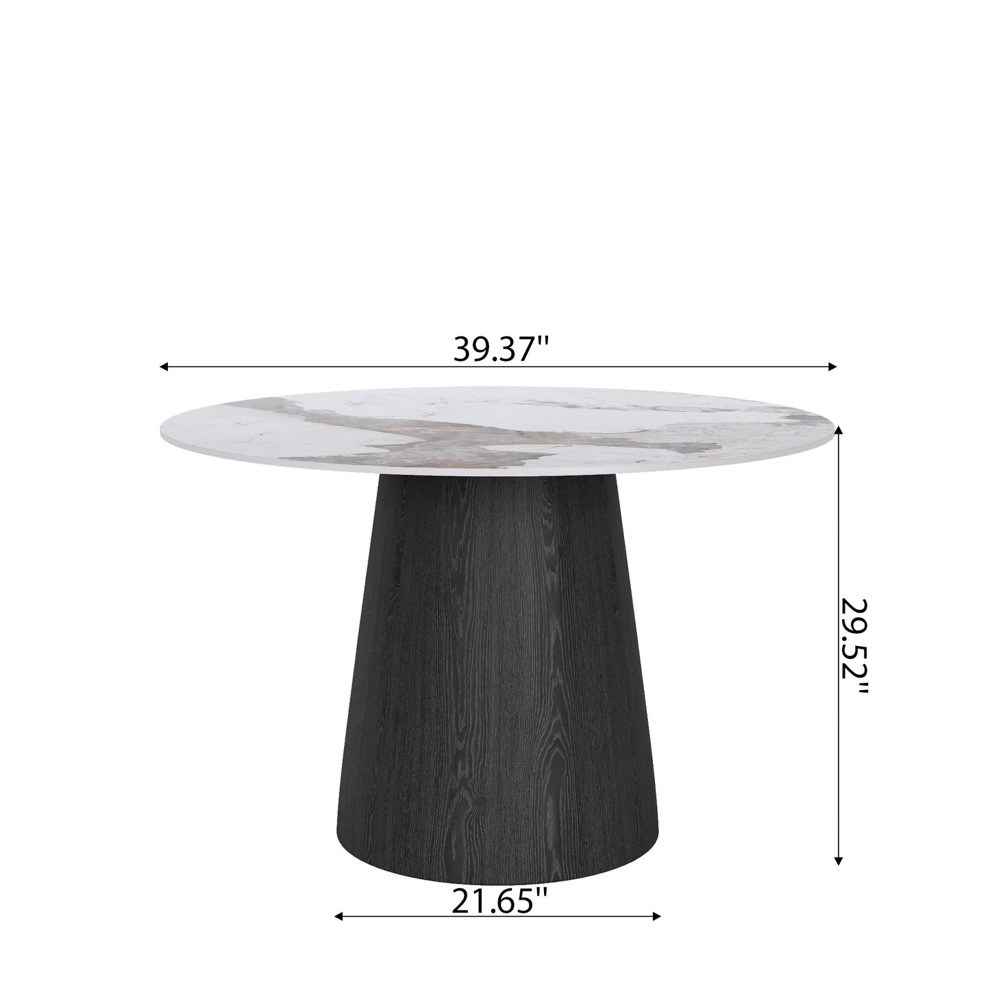 Ownkoti Round Black/Brown Sturdy Barrel Shape Dining Table Solid Wood Pedestal For 2-4 Person - image 22