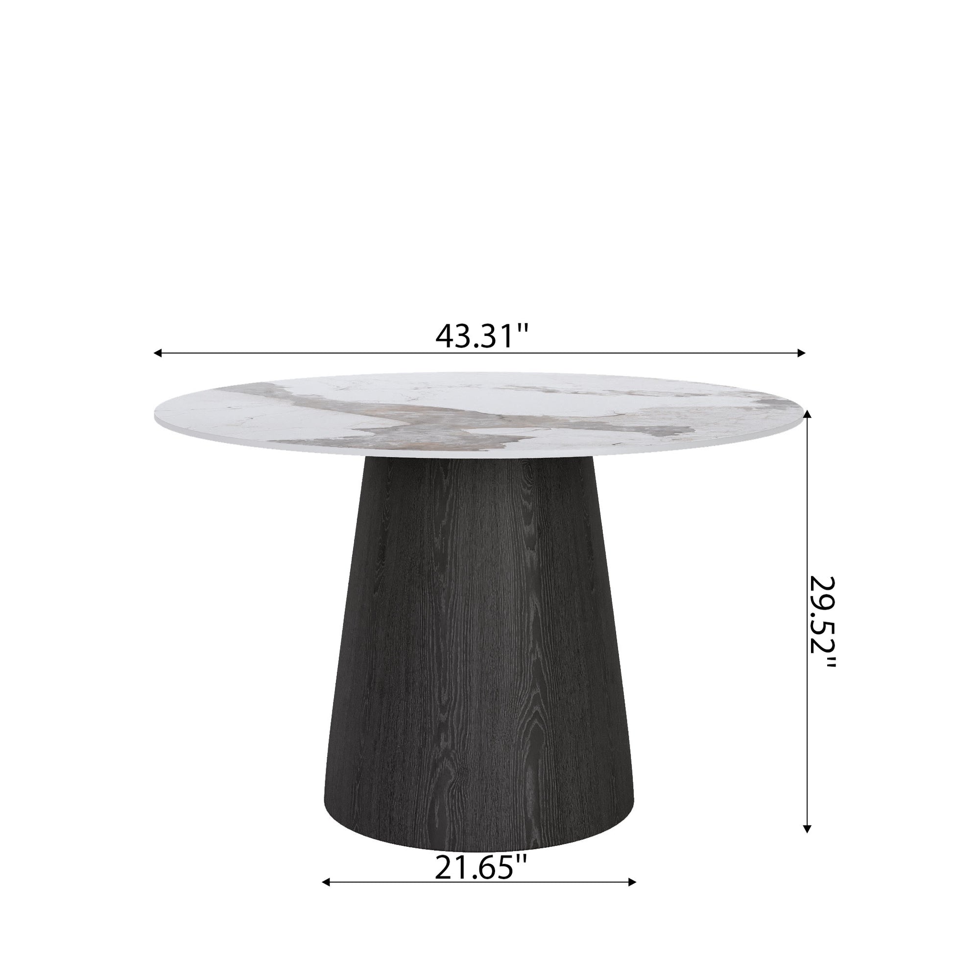 Ownkoti Round Black/Brown Sturdy Barrel Shape Dining Table Solid Wood Pedestal For 2-4 Person - image 23
