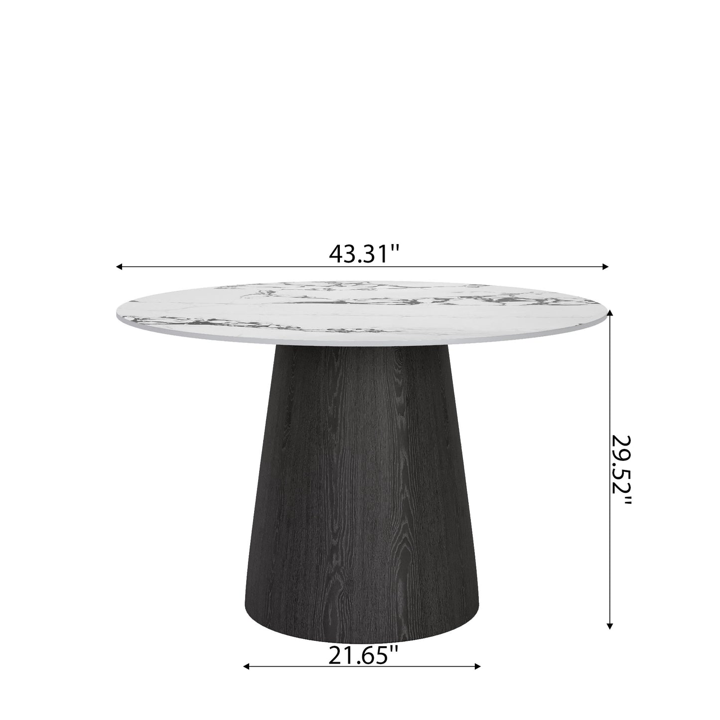 Ownkoti Round Black/Brown Sturdy Barrel Shape Dining Table Solid Wood Pedestal For 2-4 Person - image 25