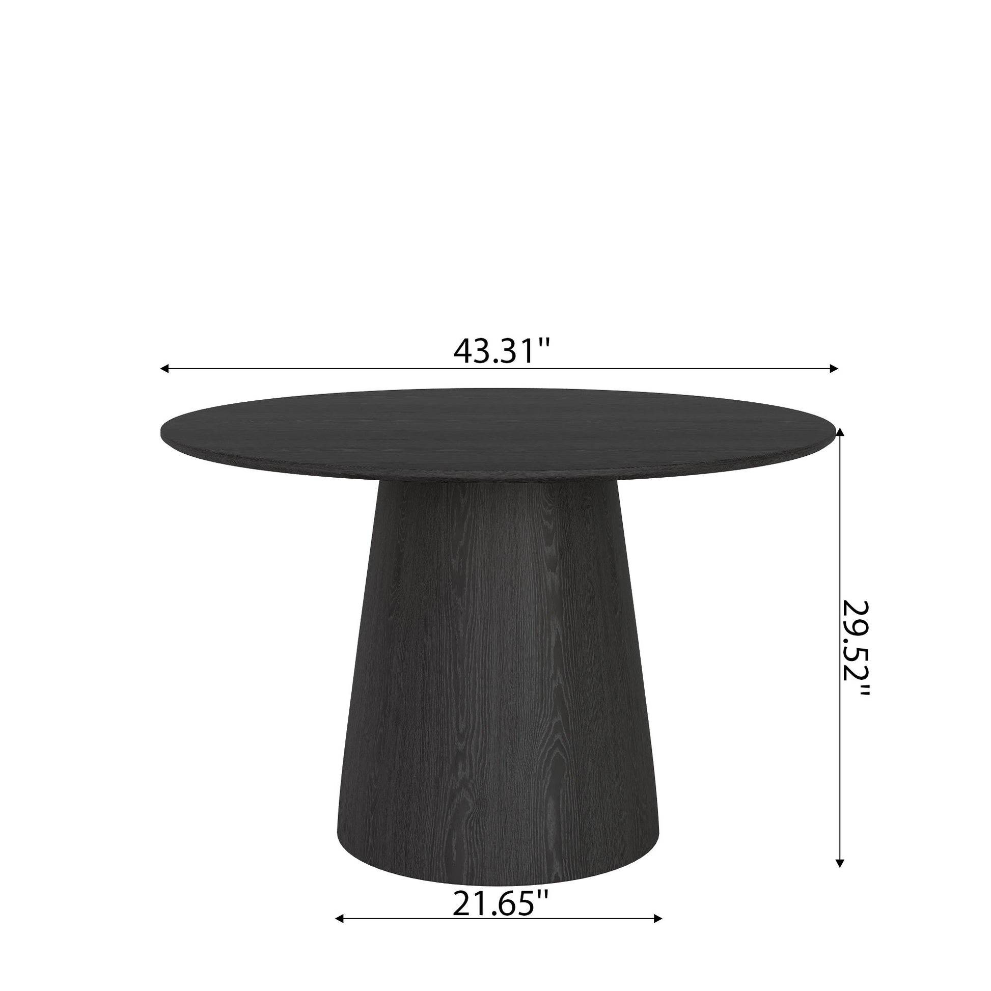 Ownkoti Round Black/Brown Sturdy Barrel Shape Dining Table Solid Wood Pedestal For 2-4 Person - image 27