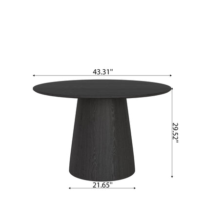 Ownkoti Round Black/Brown Sturdy Barrel Shape Dining Table Solid Wood Pedestal For 2-4 Person - image 27