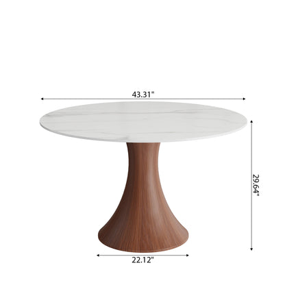 Ownkoti Hourglass-Shaped Solid Wood Base Dining Table For 2-4 Person