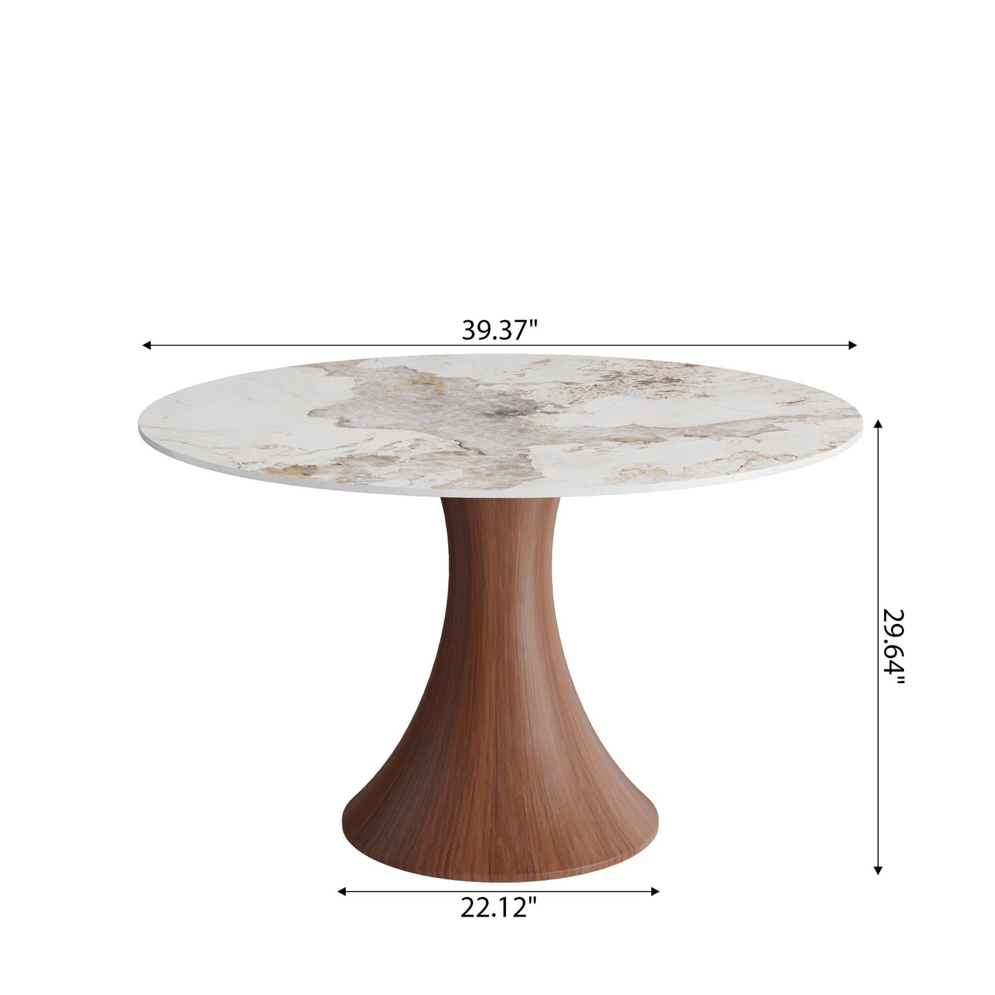 Ownkoti Hourglass-Shaped Solid Wood Base Dining Table For 2-4 Person