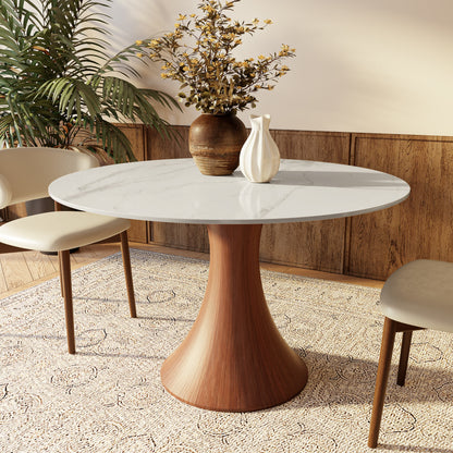 Ownkoti Hourglass-Shaped Solid Wood Base Dining Table For 2-4 Person