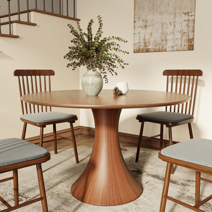 Ownkoti Hourglass-Shaped Solid Wood Base Dining Table For 2-4 Person