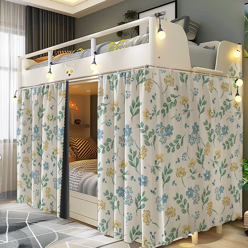 Ownkoti Floral Leaf Dorm Bed Blackout Curtain