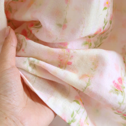 Ownkoti Ruffle Neck Rose Print Cotton Nightgown