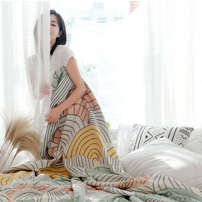 Ownkoti ownkoti Shell Print Cotton Quilt Reversible Blanket