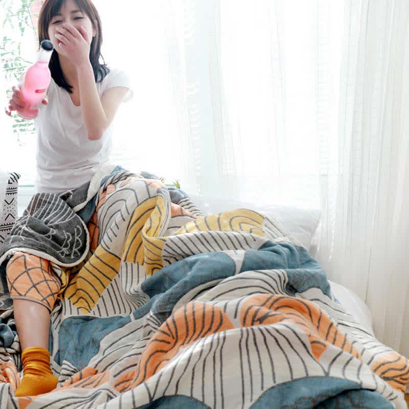 Ownkoti ownkoti Shell Print Cotton Quilt Reversible Blanket