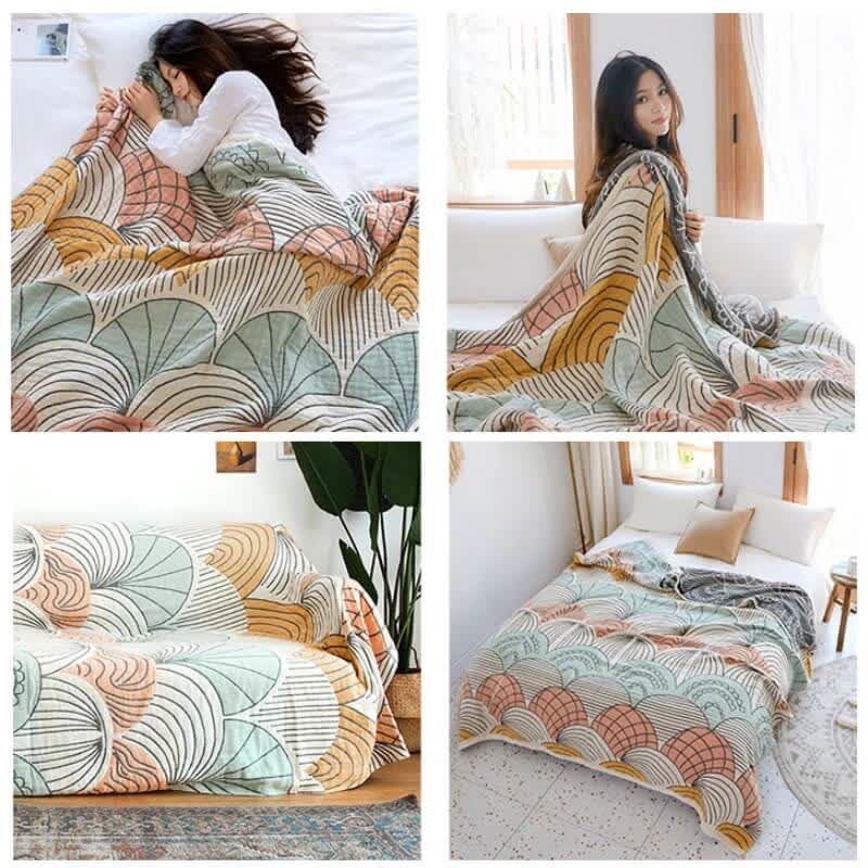 Ownkoti ownkoti Shell Print Cotton Quilt Reversible Blanket