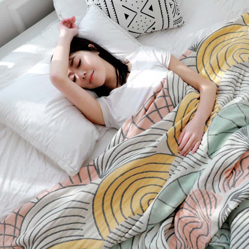 Ownkoti ownkoti Shell Print Cotton Quilt Reversible Blanket