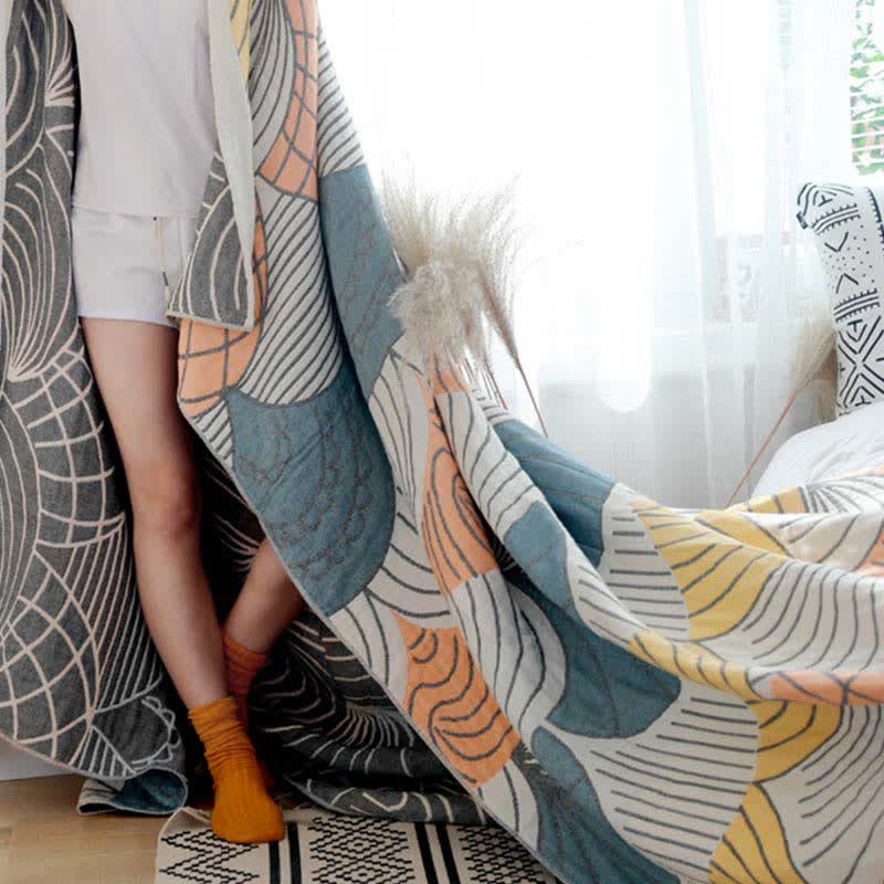 Ownkoti ownkoti Shell Print Cotton Quilt Reversible Blanket